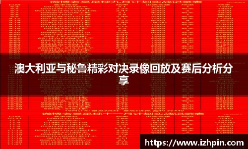 熊猫体育澳大利亚与秘鲁精彩对决录像回放及赛后分析分享